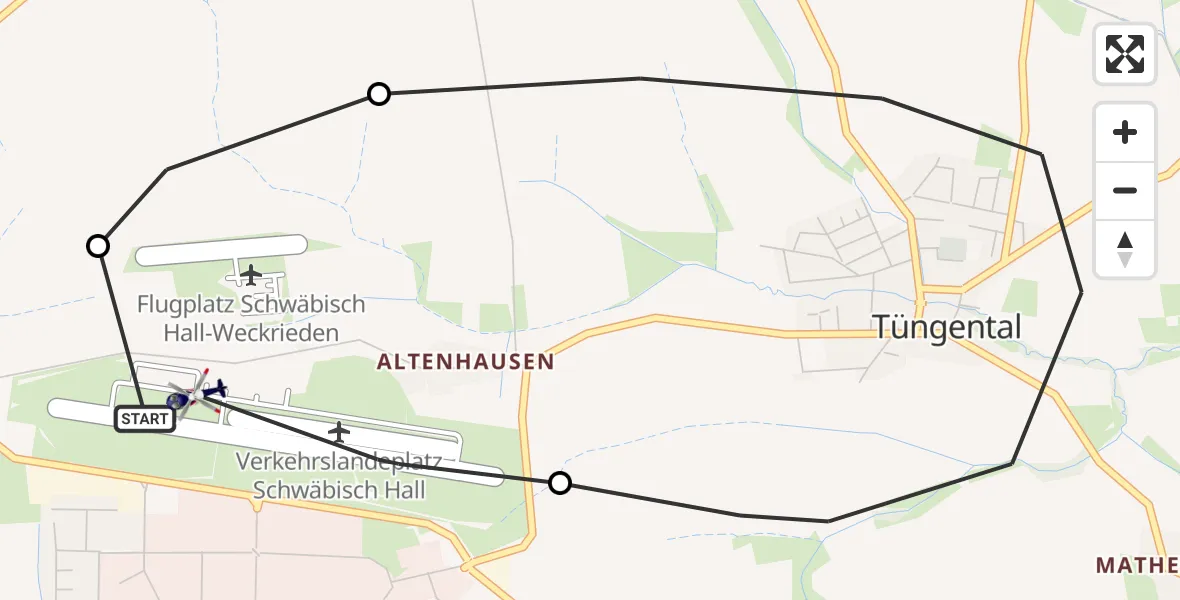 Flugroute Polizeihubschrauber Adolf Würth Flughafen - Adolf Würth Flughafen, 18 Mai 2026, 10:22