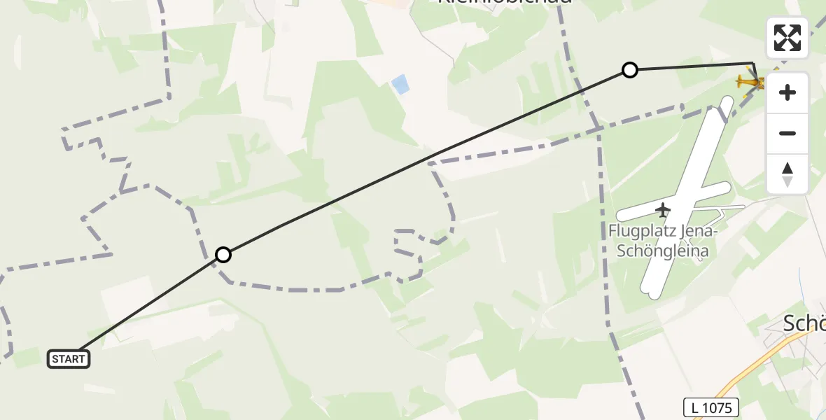 Flugroute Rettungshubschrauber Schlöben - Bürgel, 18 Mai 2026, 10:31