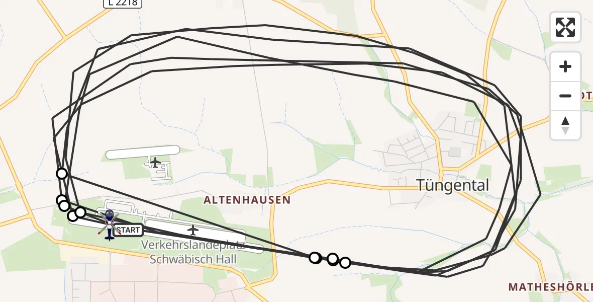 Flugroute Polizeihubschrauber Adolf Würth Flughafen - Adolf Würth Flughafen, 18 Mai 2026, 10:34