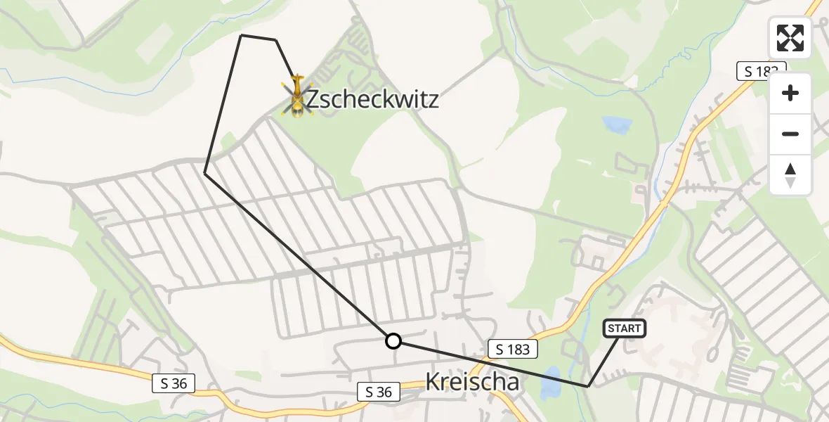Flugroute Ambulanzhubschrauber Bavaria Hospital Kreischa - Kreischa, 18 Mai 2026, 10:54