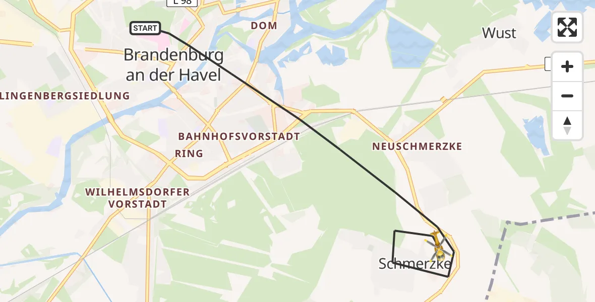 Flugroute Rettungshubschrauber Brandenburg an der Havel - Brandenburg an der Havel, 18 Mai 2026, 11:07