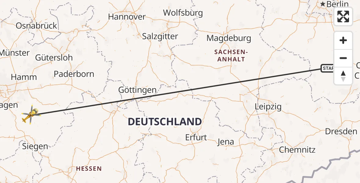 Flugroute Rettungshubschrauber Heideblick - Plettenberg, 18 Mai 2026, 11:23
