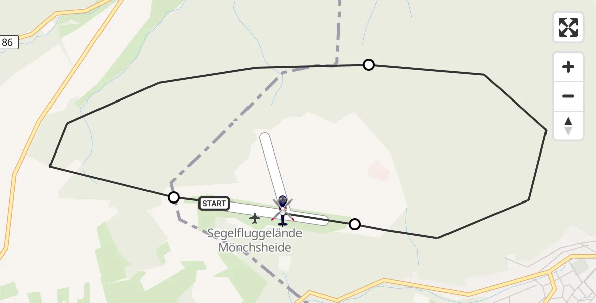 Flugroute Polizeihubschrauber Mönchsheide Segelflugfeld - Mönchsheide Segelflugfeld, 18 Mai 2026, 11:42