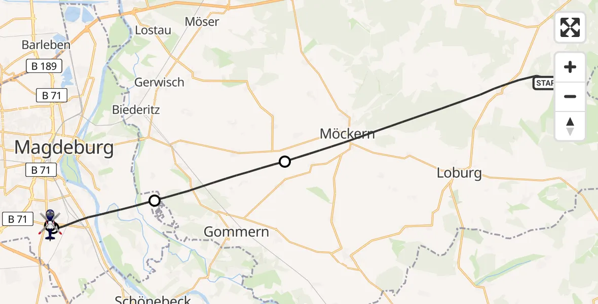 Flugroute Polizeihubschrauber Möckern - Magdeburg, 18 Mai 2026, 11:46