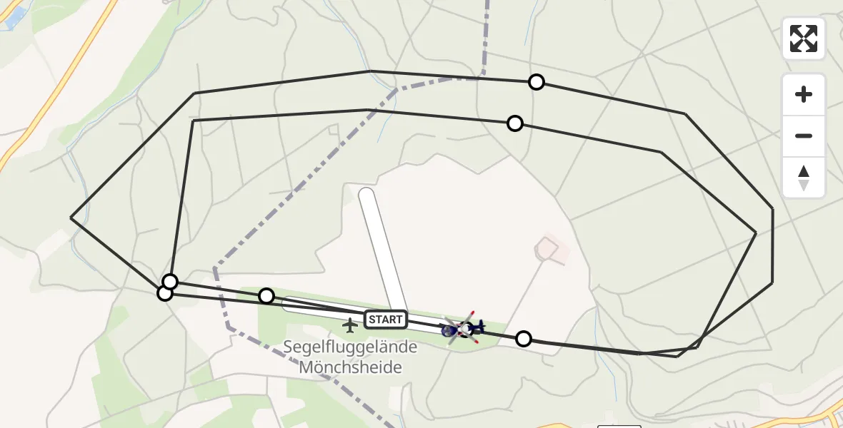 Flugroute Polizeihubschrauber Mönchsheide Segelflugfeld - Mönchsheide Segelflugfeld, 18 Mai 2026, 11:52