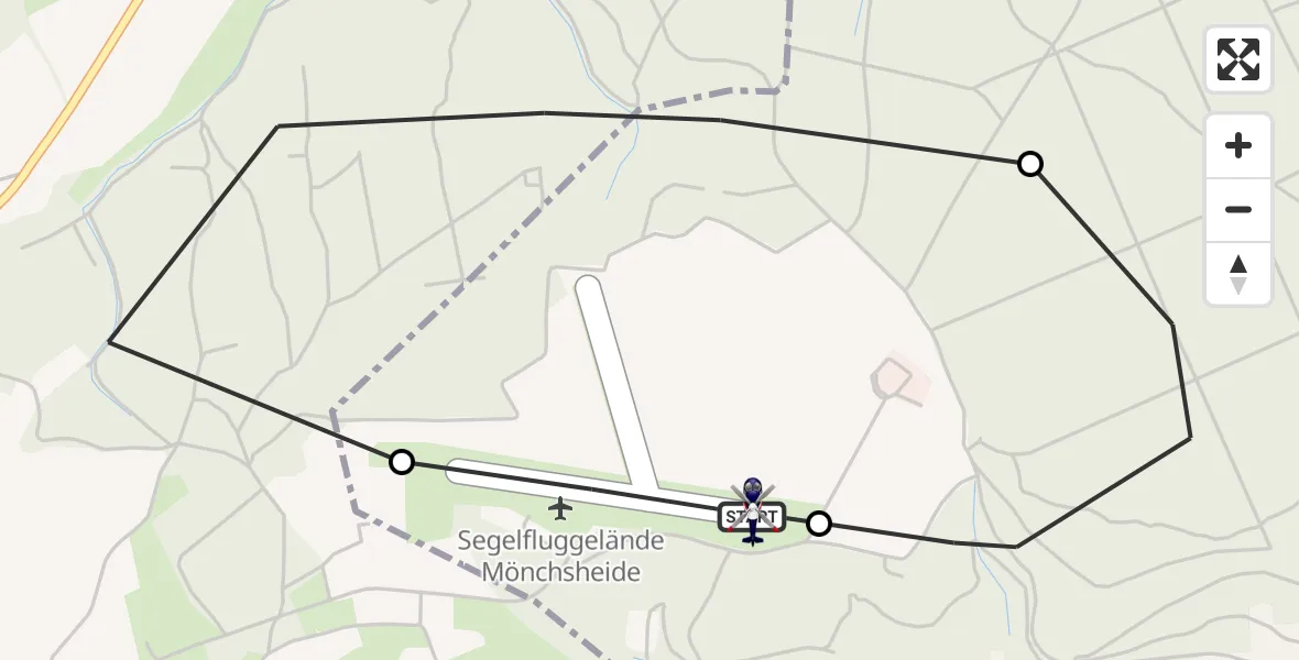 Flugroute Polizeihubschrauber Mönchsheide Segelflugfeld - Mönchsheide Segelflugfeld, 18 Mai 2026, 12:17
