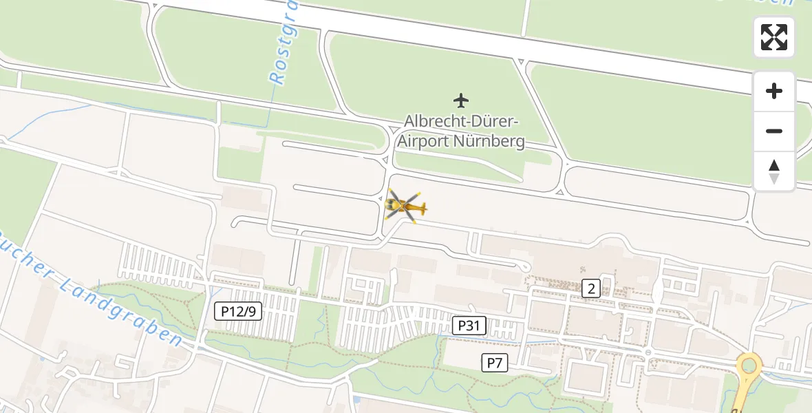 Flugroute Ambulanzhubschrauber Flughafen Nuremberg - Flughafen Nuremberg, 18 Mai 2026, 12:23
