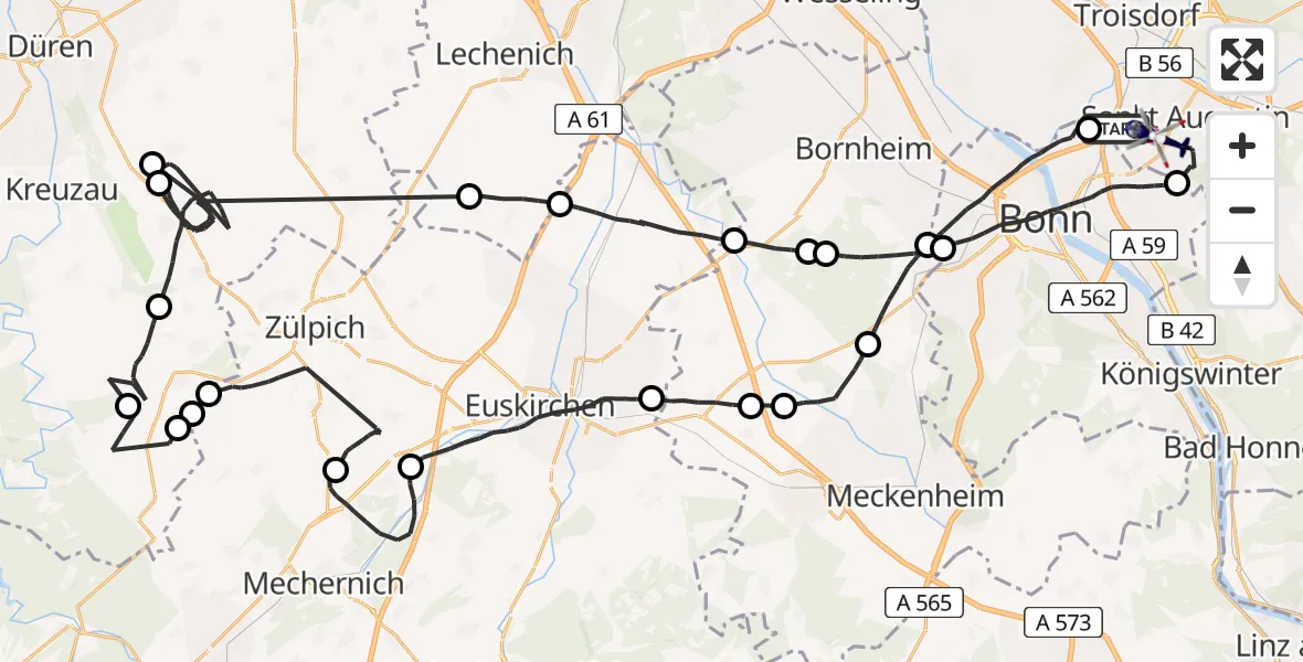 Flugroute Polizeihubschrauber Sankt Augustin - Sankt Augustin, 18 Mai 2026, 12:23
