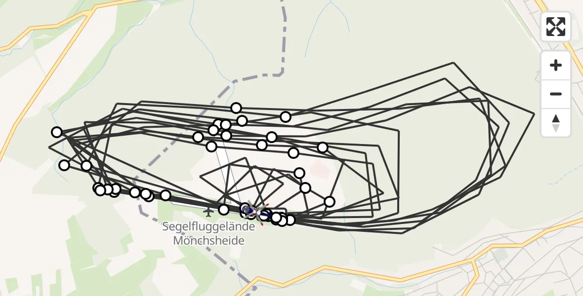 Flugroute Polizeihubschrauber Mönchsheide Segelflugfeld - Mönchsheide Segelflugfeld, 18 Mai 2026, 12:25