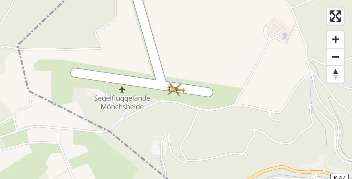 Flugroute Rettungshubschrauber Mönchsheide Segelflugfeld - Mönchsheide Segelflugfeld, 18 Mai 2026, 12:58