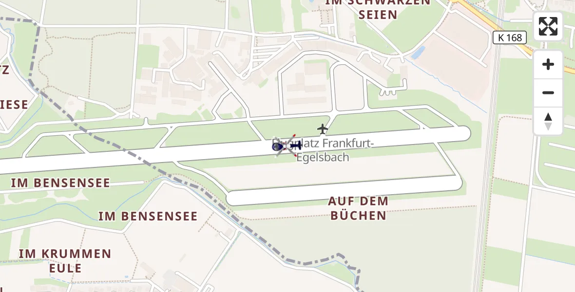 Flugroute Polizeihubschrauber Flughafen Frankfurt-Egelsbach - Flughafen Frankfurt-Egelsbach, 18 Mai 2026, 13:56