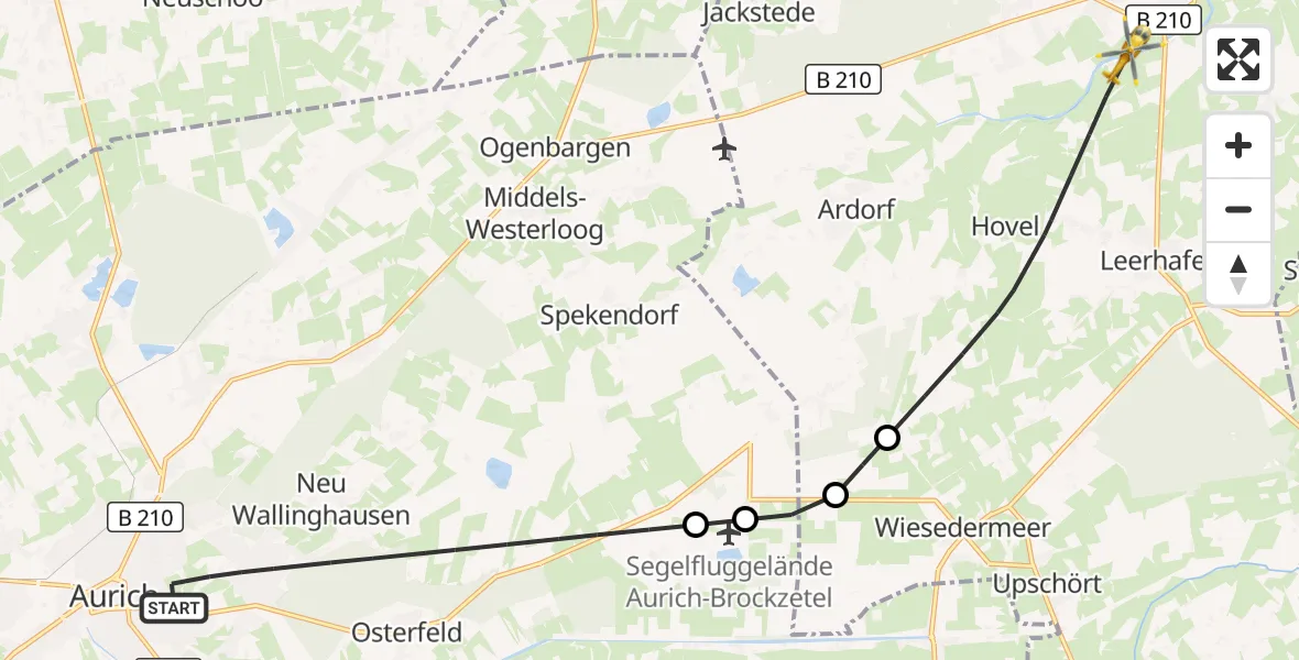 Flugroute Rettungshubschrauber Aurich - Wittmund, 18 Mai 2026, 14:12