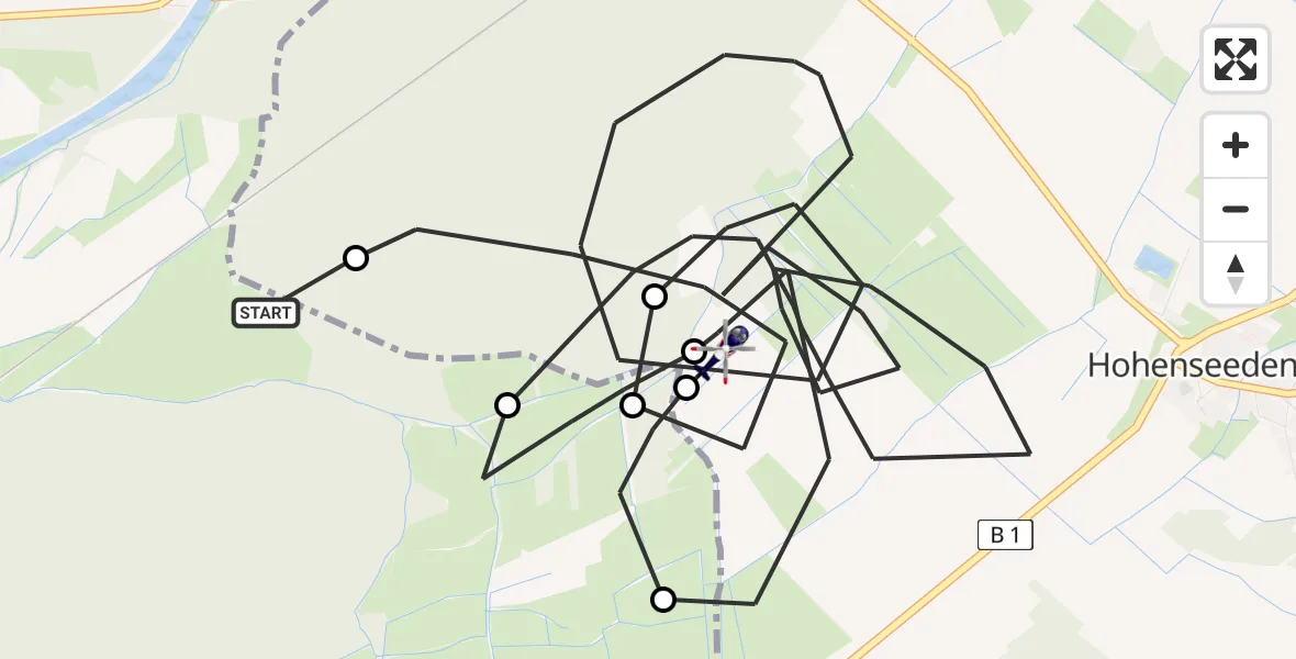Flugroute Polizeihubschrauber Burg - Elbe-Parey, 18 Mai 2026, 14:24