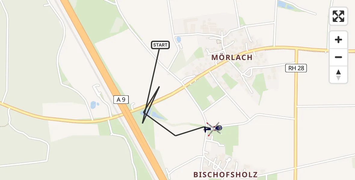 Flugroute Polizeihubschrauber Hilpoltstein - Hilpoltstein, 18 Mai 2026, 14:32