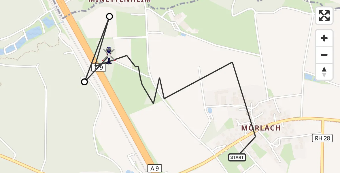 Flugroute Polizeihubschrauber Hilpoltstein - Hilpoltstein, 18 Mai 2026, 14:40