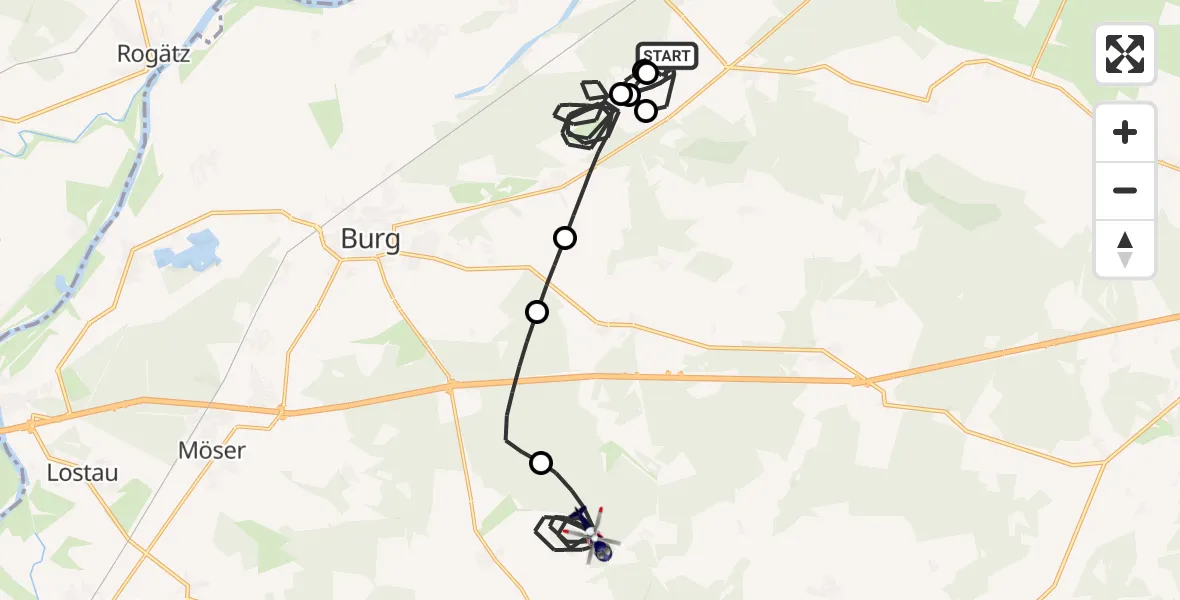 Flugroute Polizeihubschrauber Elbe-Parey - Möckern, 18 Mai 2026, 14:48