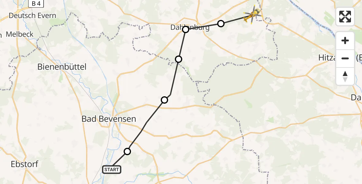 Flugroute Rettungshubschrauber Emmendorf - Tosterglope, 18 Mai 2026, 15:30