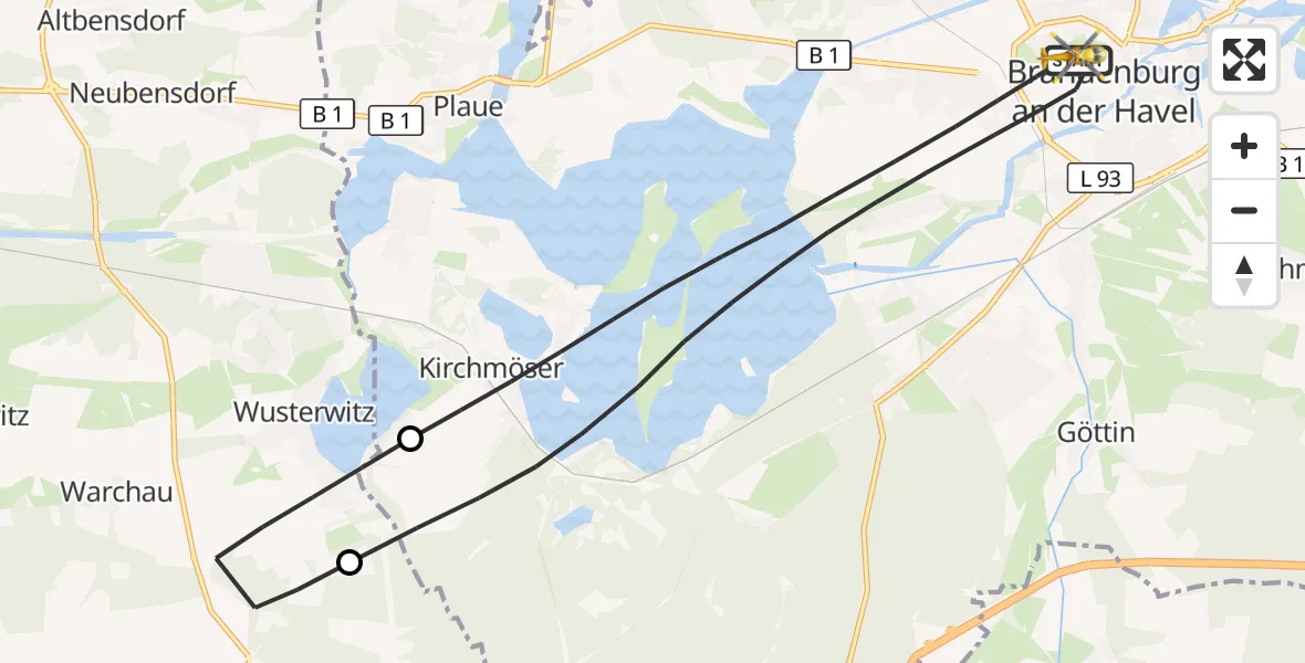 Flugroute Rettungshubschrauber Brandenburg an der Havel - Brandenburg an der Havel, 18 Mai 2026, 15:52