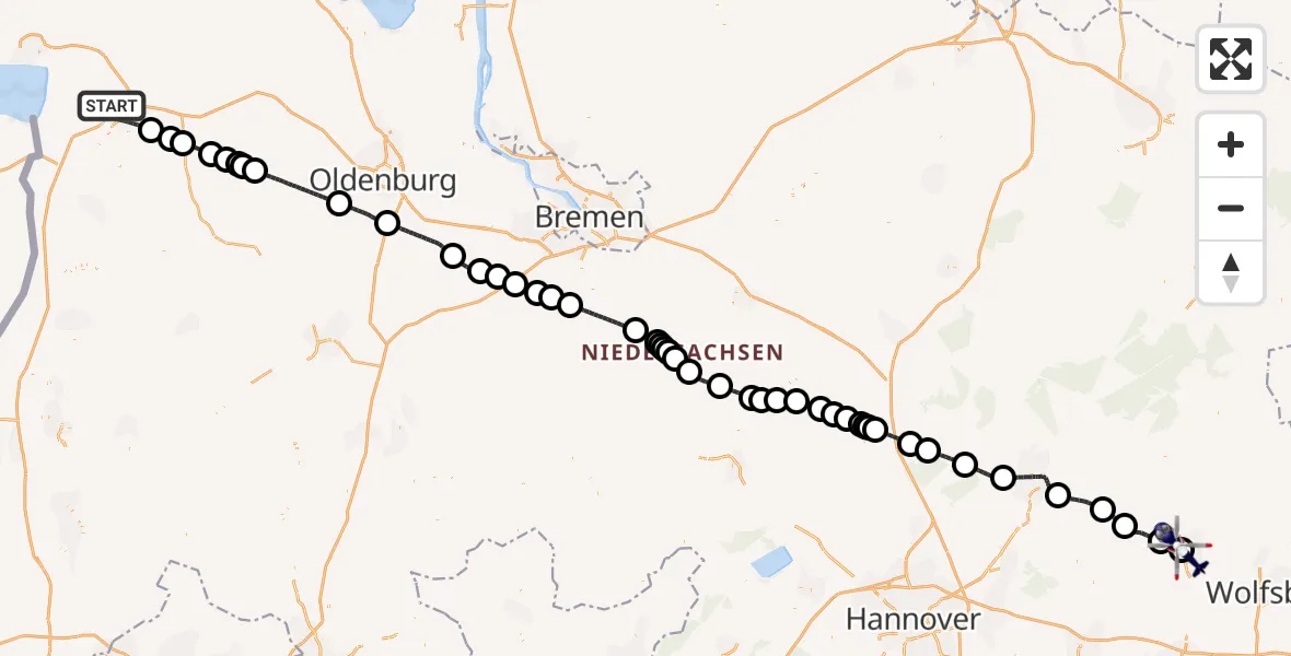 Flugroute Polizeihubschrauber Leer (Ostfriesland) - Gifhorn Bundespolizei Hubschrauberlandeplatz, 18 Mai 2026, 15:56