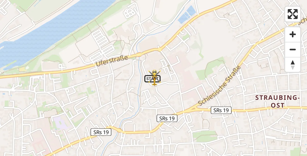 Flugroute Rettungshubschrauber Sankt Elisabeth Hospital Straubing - Sankt Elisabeth Hospital Straubing, 18 Mai 2026, 16:05