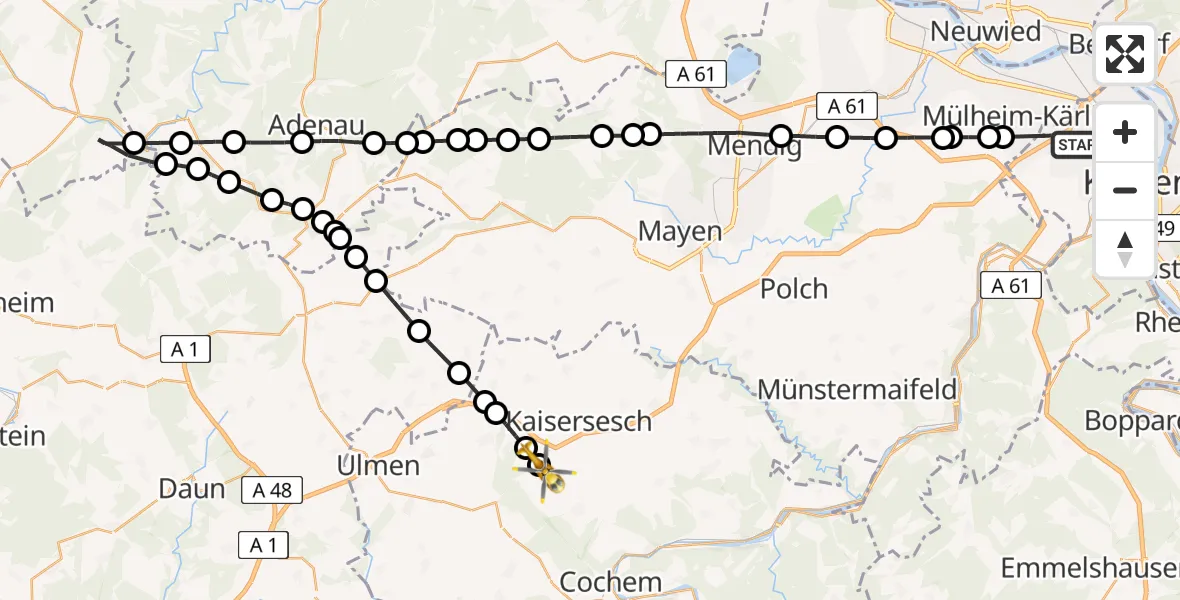Flugroute Rettungshubschrauber Koblenz - Landkern, 18 Mai 2026, 16:27