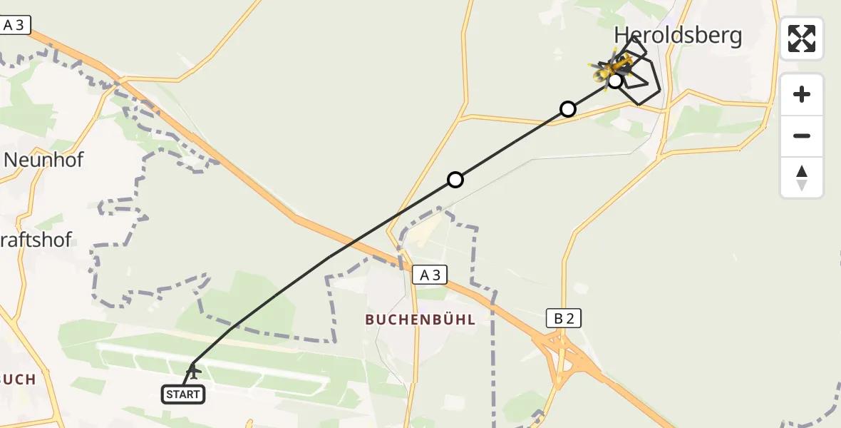 Flugroute Ambulanzhubschrauber Flughafen Nuremberg - Heroldsberg, 18 Mai 2026, 16:30