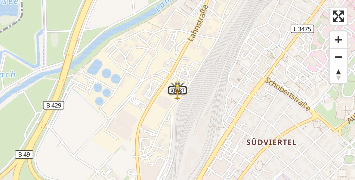 Flugroute Rettungshubschrauber Gießen - Gießen, 18 Mai 2026, 16:54
