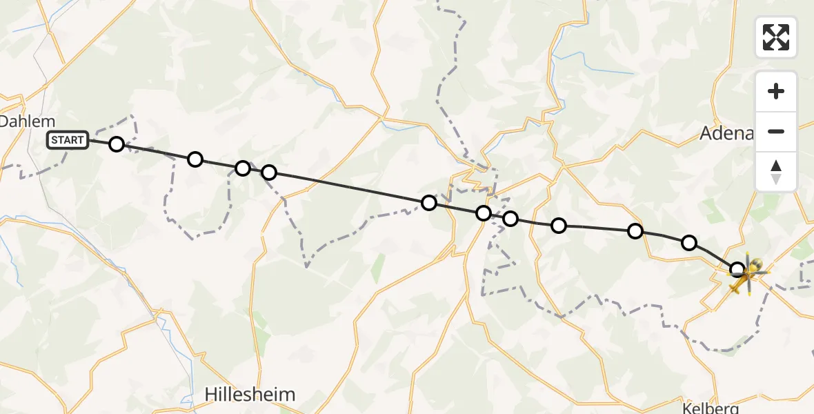 Flugroute Ambulanzhubschrauber Dahlem - Nürburgring Hubschrauberlandeplatz, 18 Mai 2026, 17:16