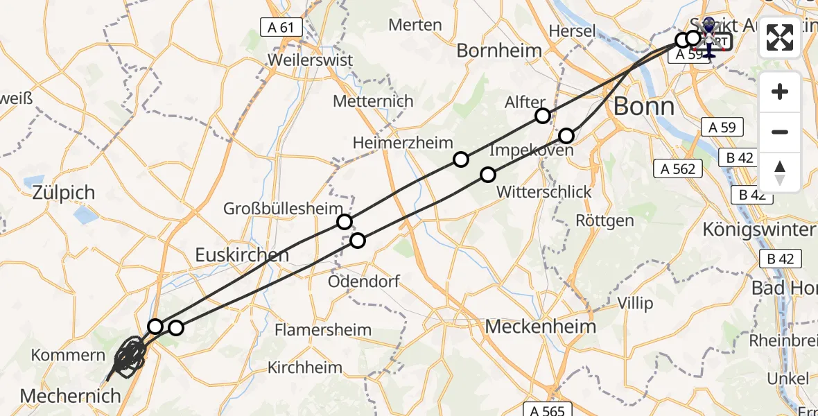 Flugroute Polizeihubschrauber Sankt Augustin - Sankt Augustin, 18 Mai 2026, 18:37