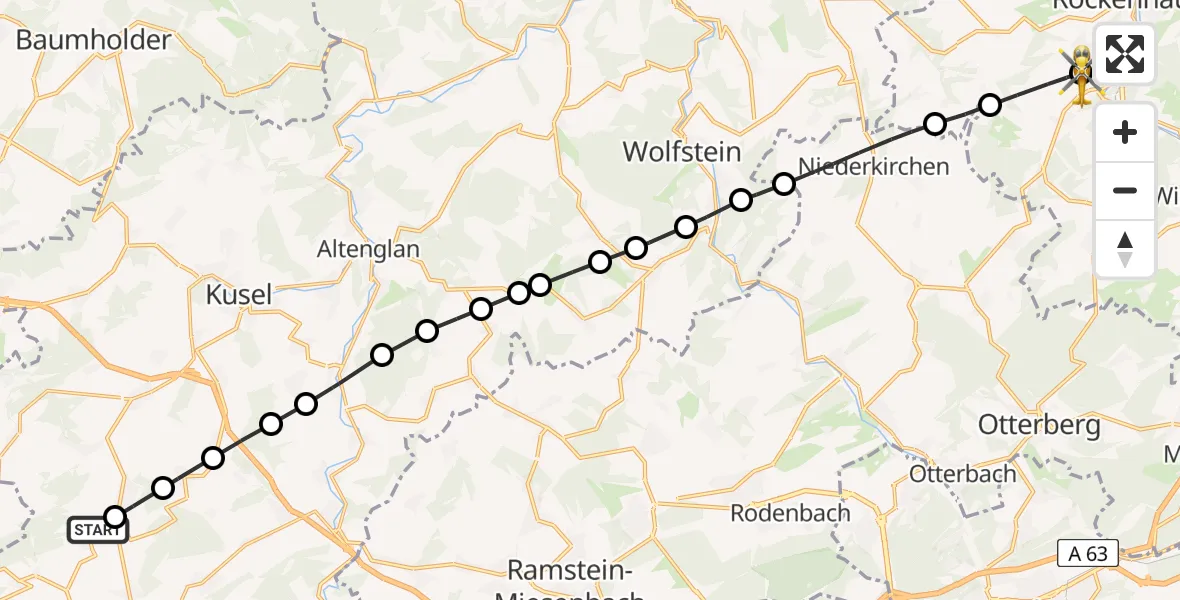 Flugroute Rettungshubschrauber Krottelbach - Imsweiler UL, 18 Mai 2026, 18:46