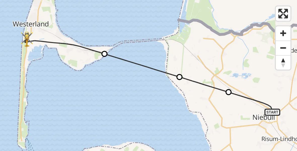 Flugroute Rettungshubschrauber Niebüll - Sylt, 18 Mai 2026, 19:02