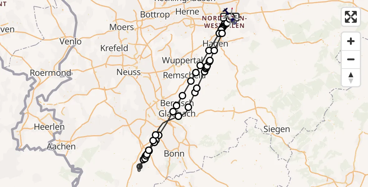 Flugroute Polizeihubschrauber Dortmund Flughafen - Dortmund Flughafen, 18 Mai 2026, 19:53