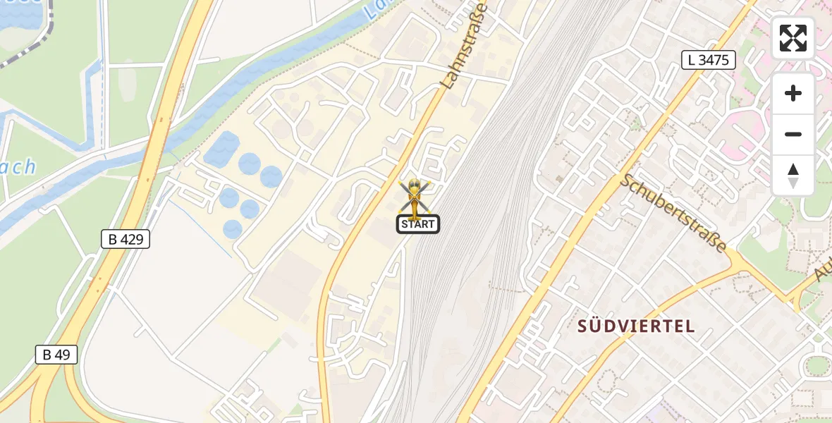 Flugroute Rettungshubschrauber Gießen - Gießen, 19 Mai 2026, 04:48