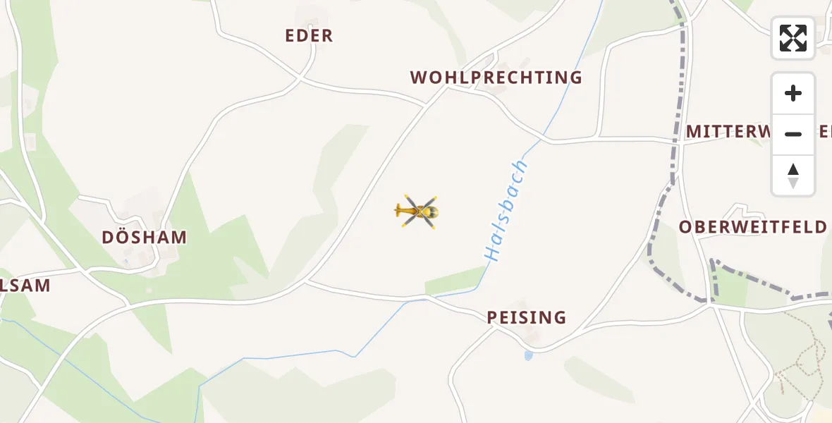 Flugroute Rettungshubschrauber Halsbach - Halsbach, 19 Mai 2026, 04:43