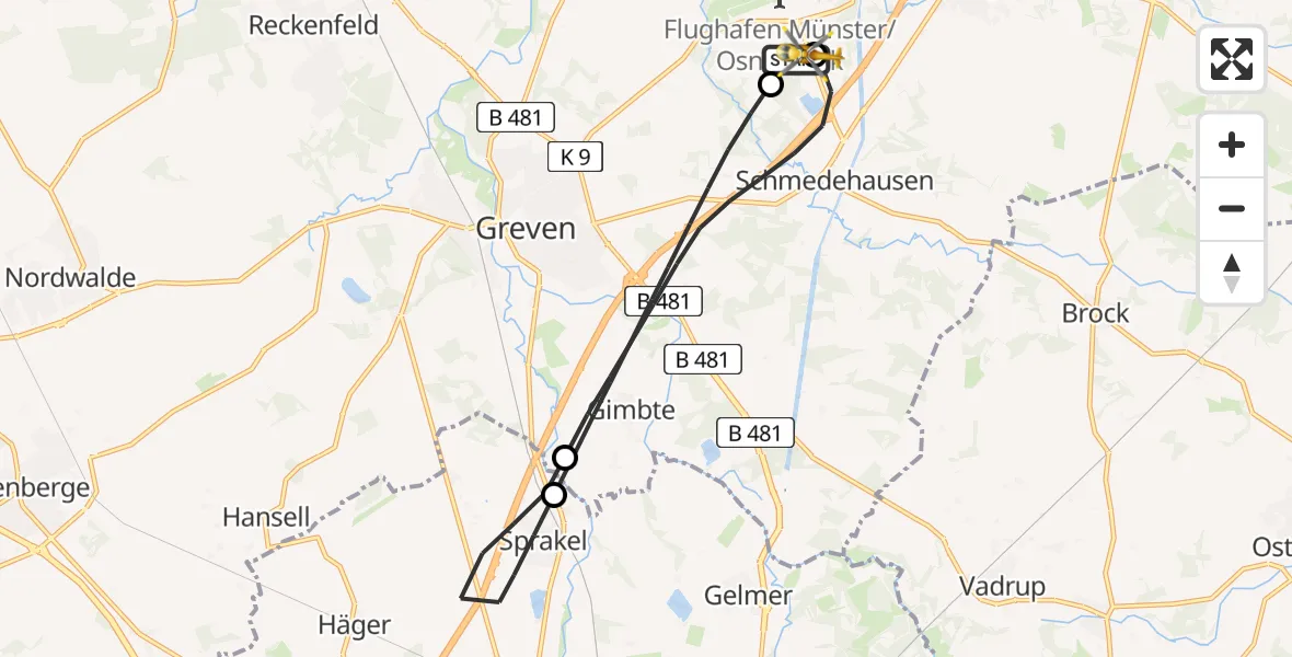 Flugroute Ambulanzhubschrauber Christoph  Westfalen-ADAC - Christoph  Westfalen-ADAC, 19 Mai 2026, 05:58