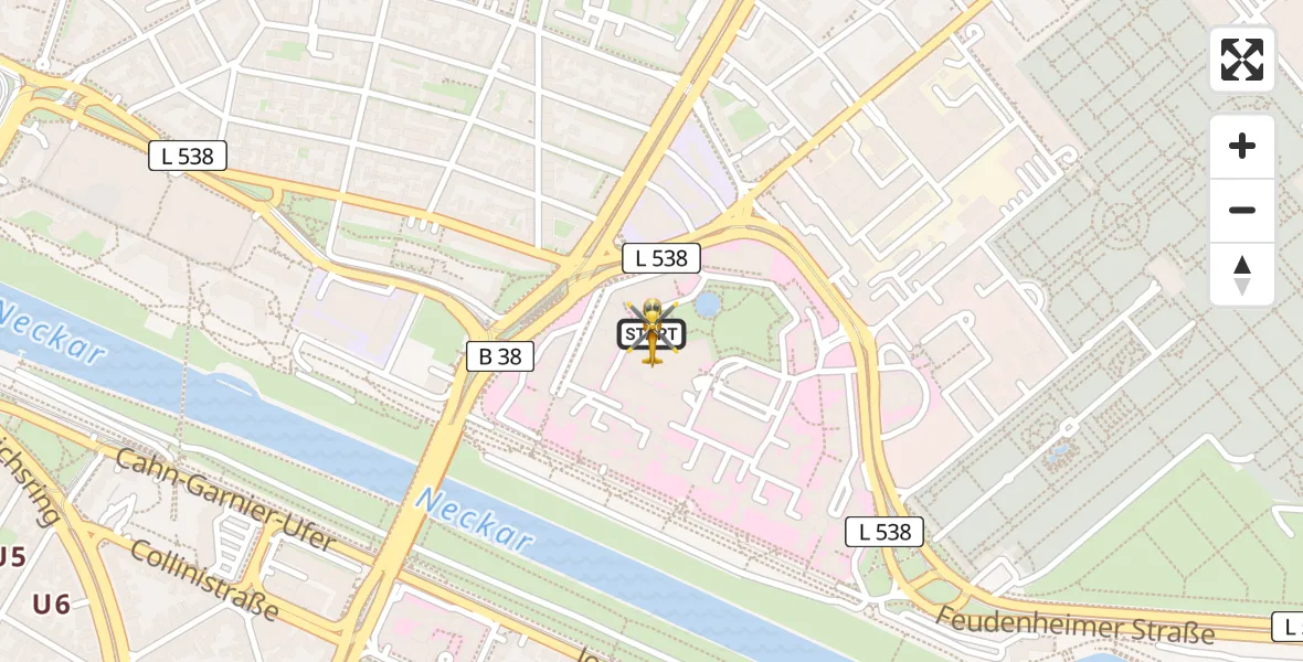 Flugroute Rettungshubschrauber Mannheim - Mannheim, 19 Mai 2026, 06:41