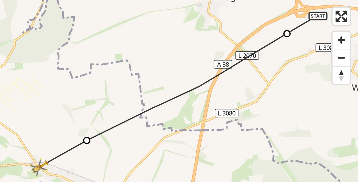 Flugroute Rettungshubschrauber Nordhausen - Bleicherode, 19 Mai 2026, 06:44
