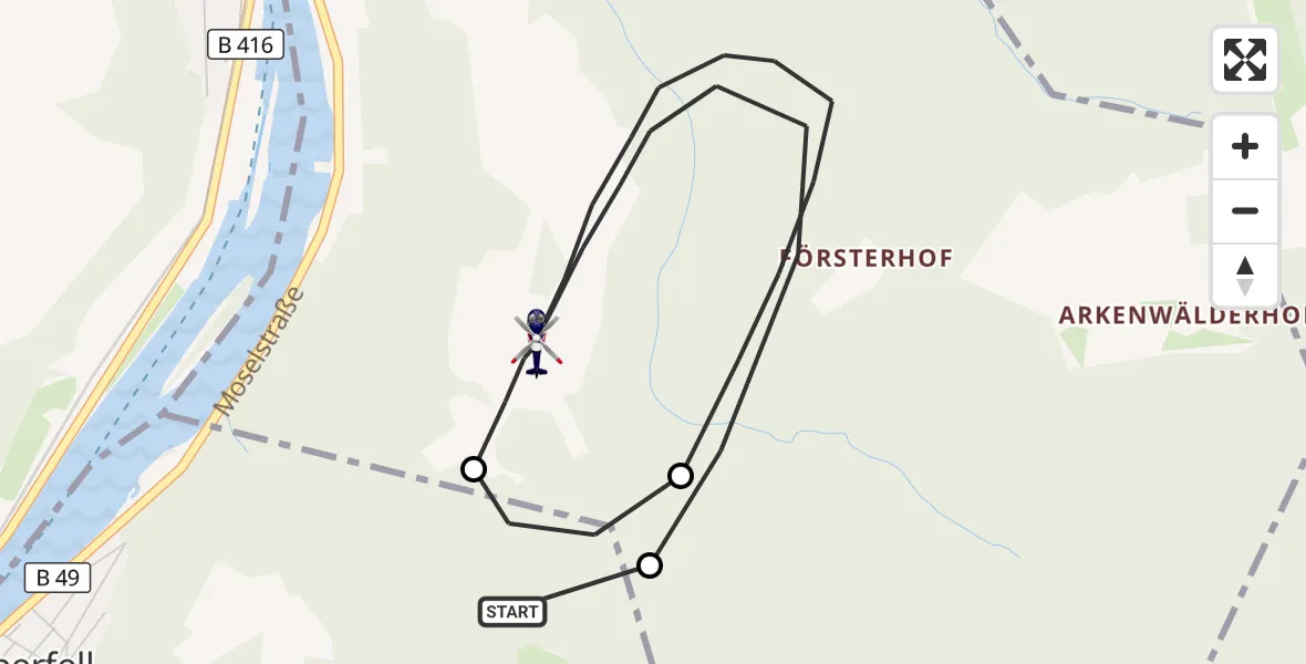 Flugroute Polizeihubschrauber Oberfell - Niederfell, 19 Mai 2026, 07:19