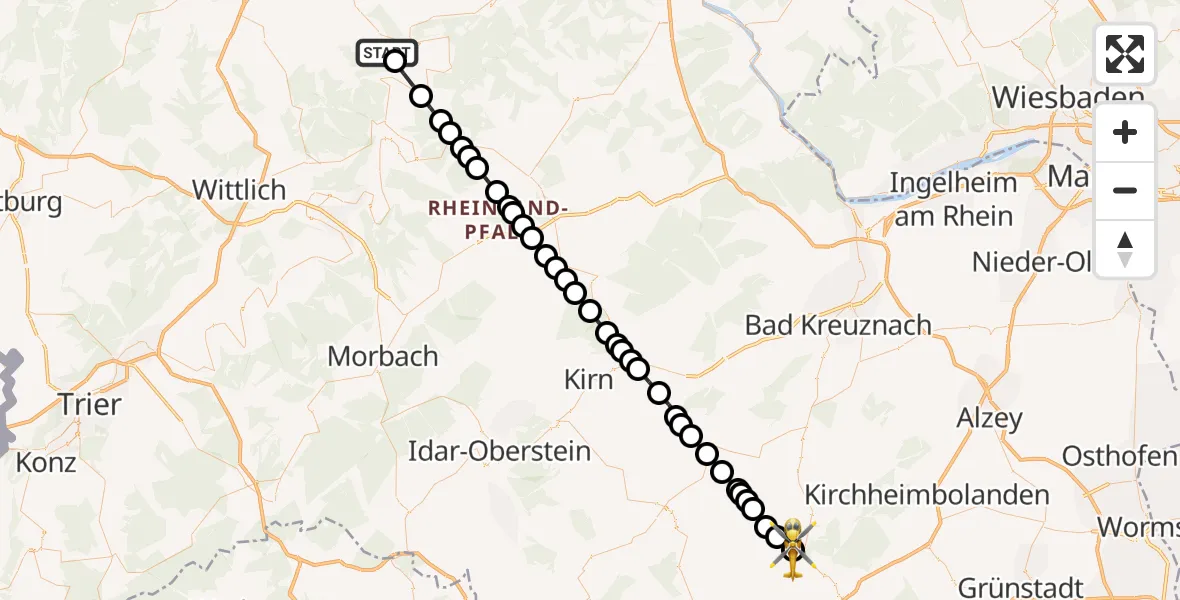 Flugroute Rettungshubschrauber Dohr - Imsweiler UL, 19 Mai 2026, 07:40