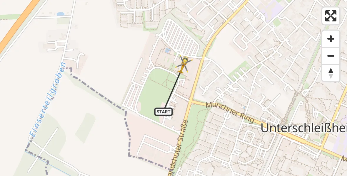 Flugroute Rettungshubschrauber Unterschleißheim - Unterschleißheim, 19 Mai 2026, 07:42