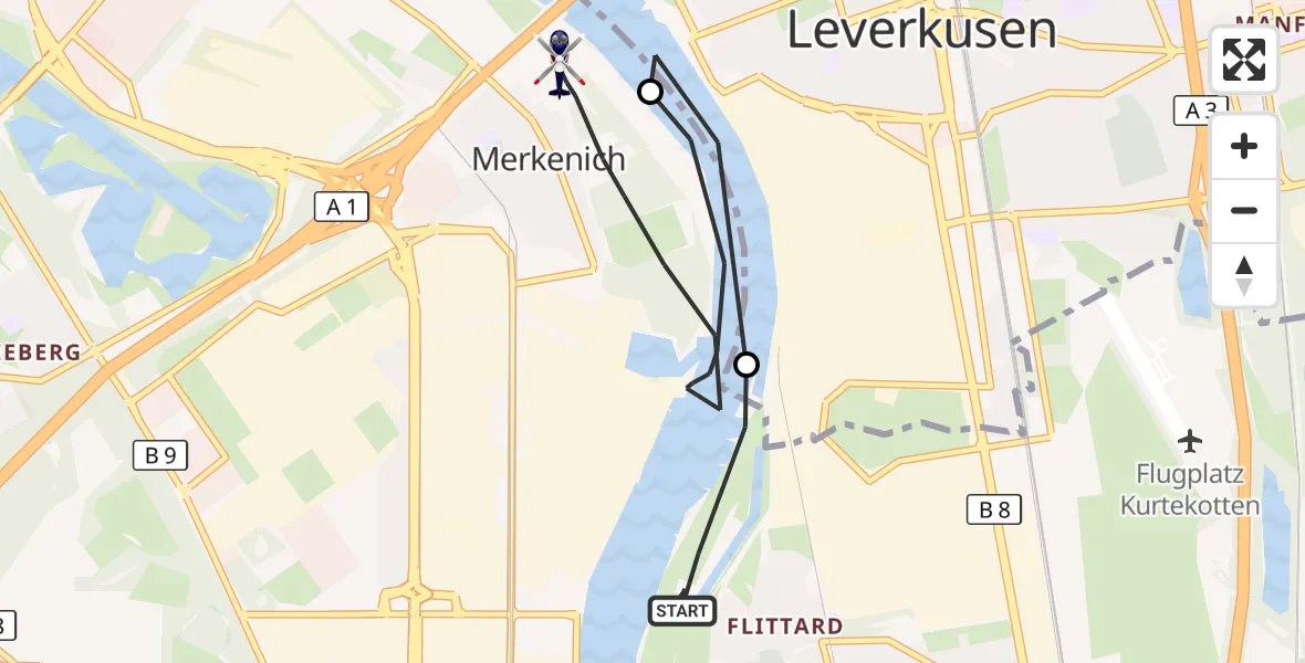 Flugroute Polizeihubschrauber Köln - Köln, 19 Mai 2026, 07:56
