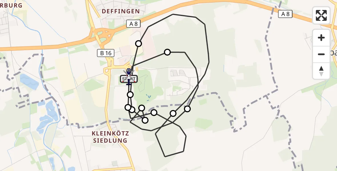 Flugroute Polizeihubschrauber Legoland Hubschrauberlandeplatz - Legoland Hubschrauberlandeplatz, 19 Mai 2026, 08:43