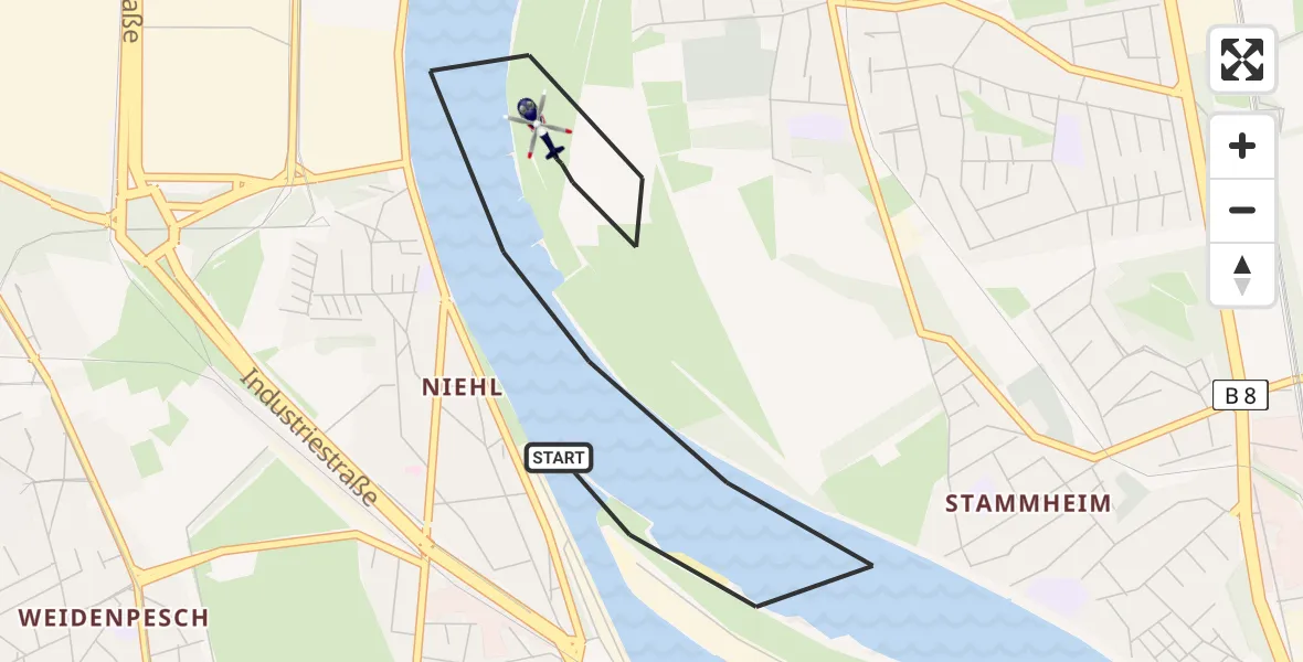 Flugroute Polizeihubschrauber Köln - Köln, 19 Mai 2026, 08:45