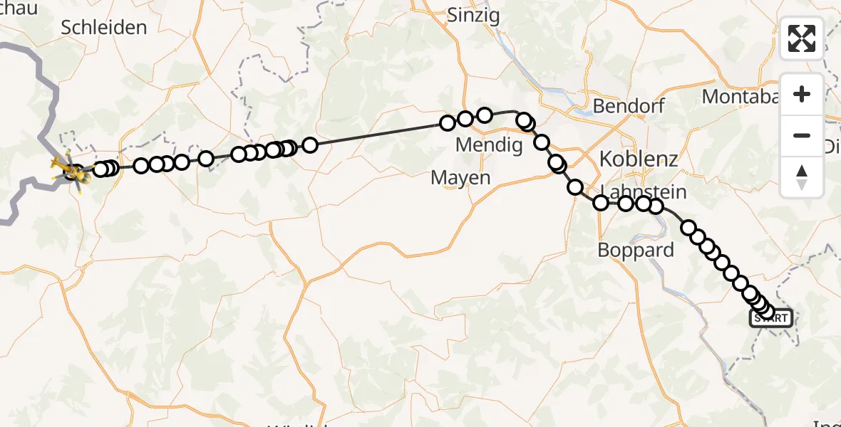 Flugroute Rettungshubschrauber Strüth - Hellenthal, 19 Mai 2026, 08:59