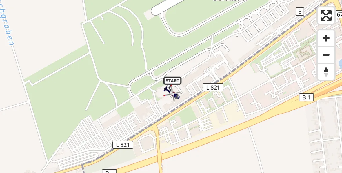Flugroute Polizeihubschrauber Dortmund Flughafen - Dortmund Flughafen, 19 Mai 2026, 09:05