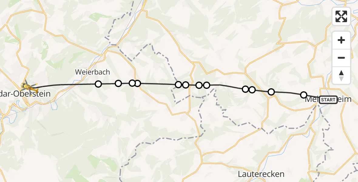 Flugroute Rettungshubschrauber Meisenheim - Idar-Oberstein, 19 Mai 2026, 09:24