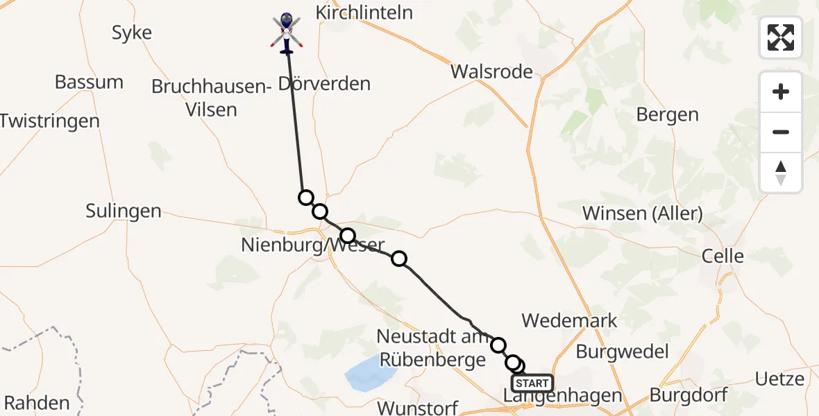 Flugroute Polizeihubschrauber Flughafen Hannover - Blender, 19 Mai 2026, 09:27