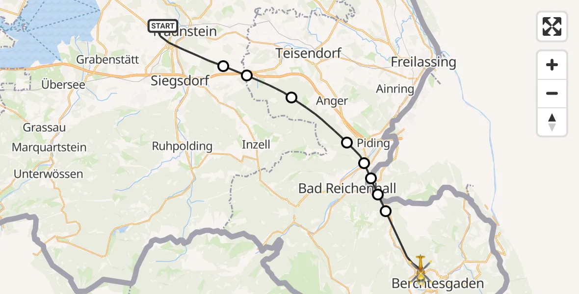 Flugroute Rettungshubschrauber Traunstein - Bischofswiesen, 19 Mai 2026, 09:27