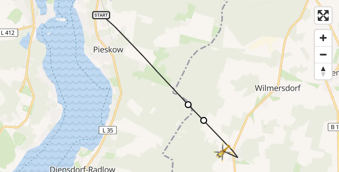 Flugroute Rettungshubschrauber Bad Saarow - Rietz-Neuendorf, 19 Mai 2026, 09:42