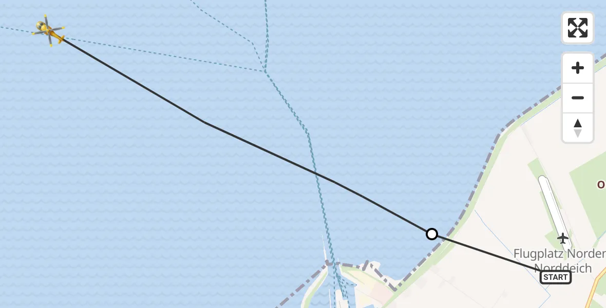 Flugroute Ambulanzhubschrauber Norden - Noordzee, 19 Mai 2026, 09:48